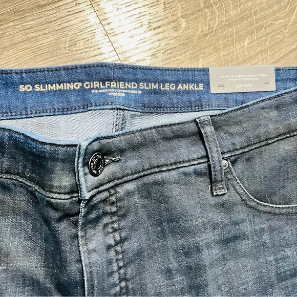 NWT Chicos Girlfriend Slim Ankle Jeans Dark Muted Blue Chicos Sz (3P) U.S. 16P - Picture 5 of 7